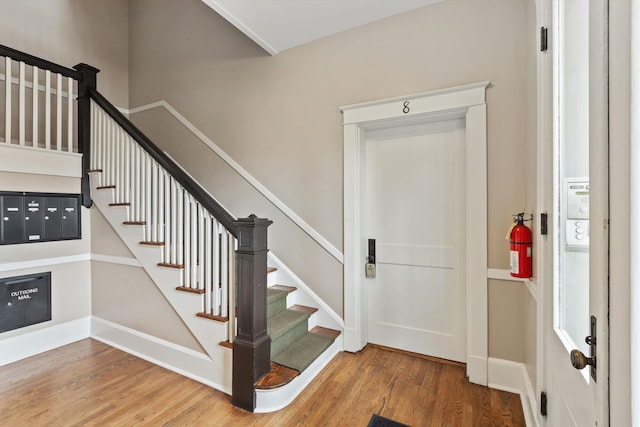 foyer with wood-type flooring