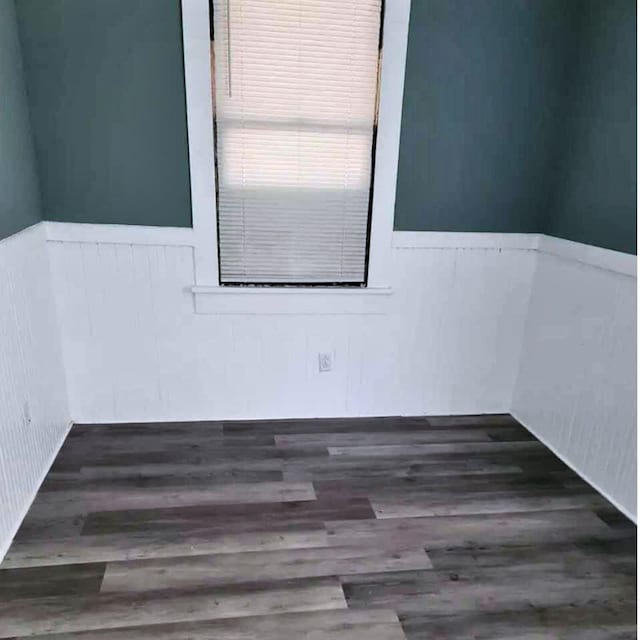 spare room with dark hardwood / wood-style floors