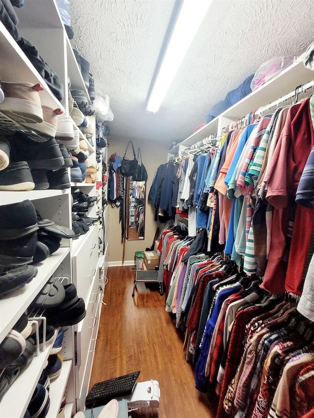 walk in closet featuring wood-type flooring