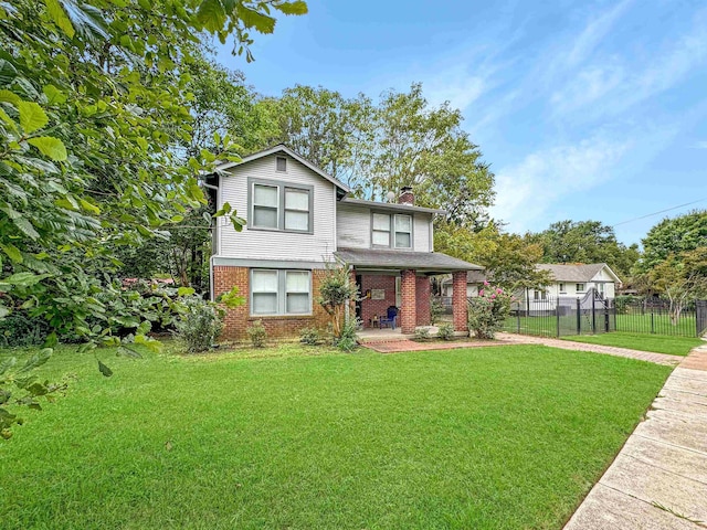 view of front of house featuring a front lawn and a porch