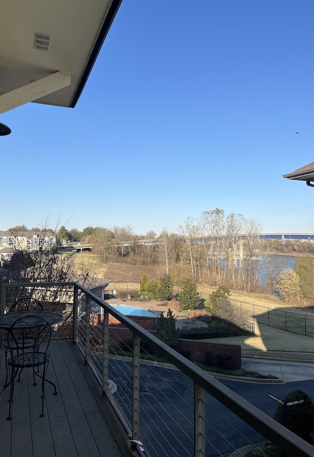 balcony with a water view