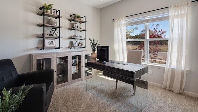 carpeted office space featuring plenty of natural light