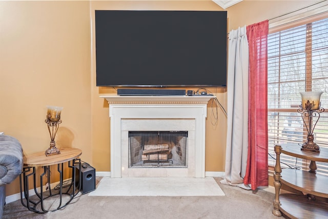 living room featuring carpet and a wealth of natural light