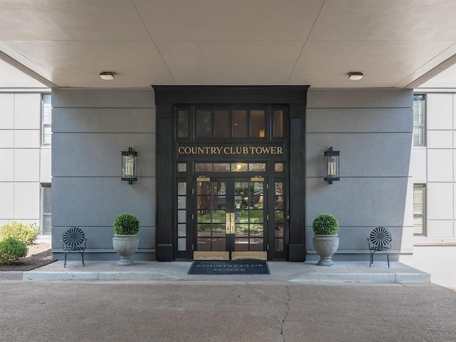 property entrance with french doors