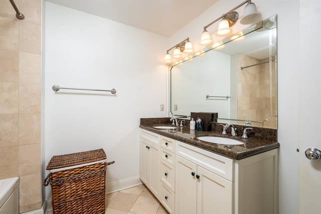 bathroom featuring vanity and tile patterned floors