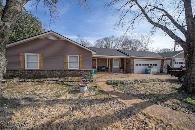 single story home with a garage