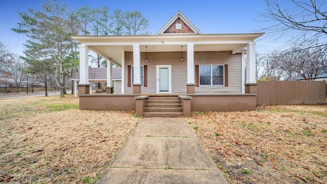 view of front of property with covered porch