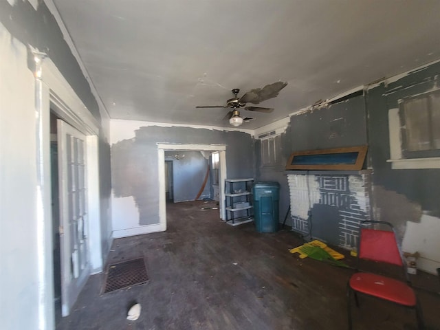 kitchen featuring ceiling fan