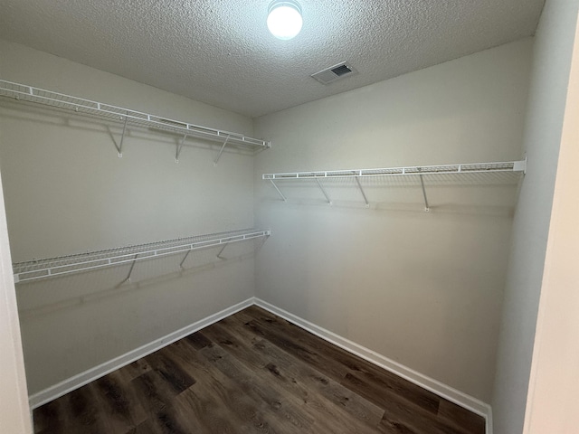 walk in closet featuring dark wood-type flooring