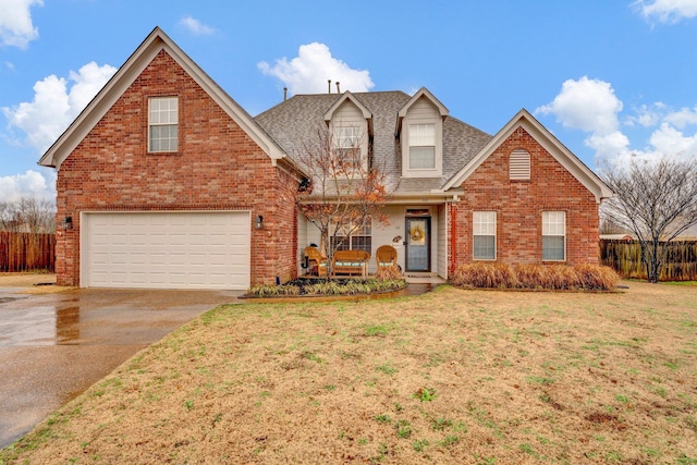 front of property featuring a garage and a front lawn