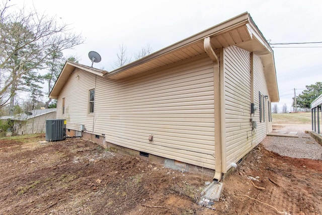 view of home's exterior with central AC