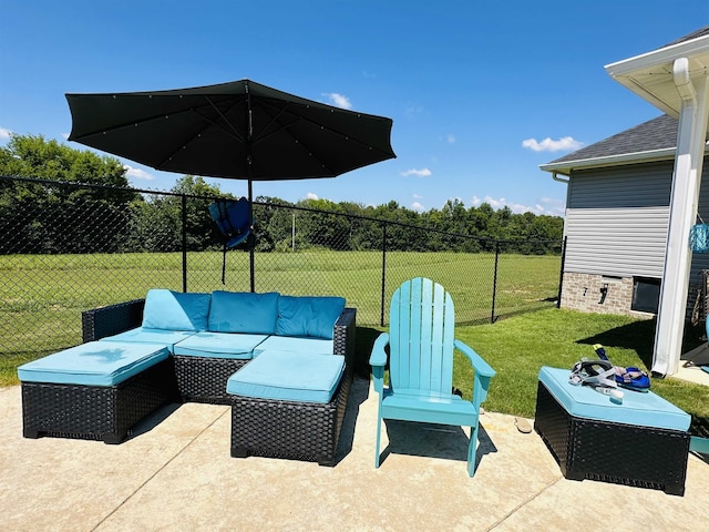 view of patio / terrace featuring an outdoor living space