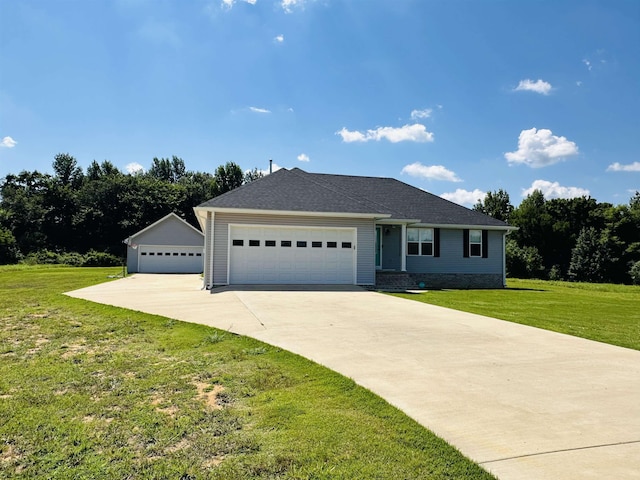 ranch-style home with a front yard