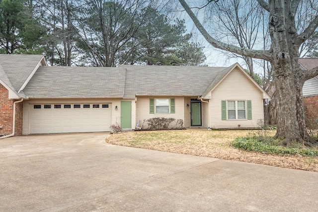 single story home with a garage