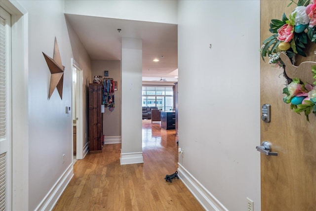 hall featuring light hardwood / wood-style flooring