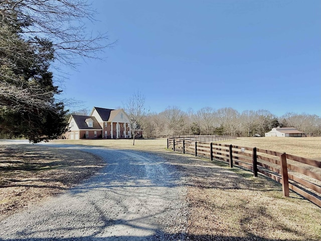 view of street featuring a rural view