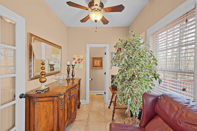 interior space featuring light tile patterned floors