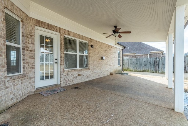 view of patio / terrace featuring ceiling fan