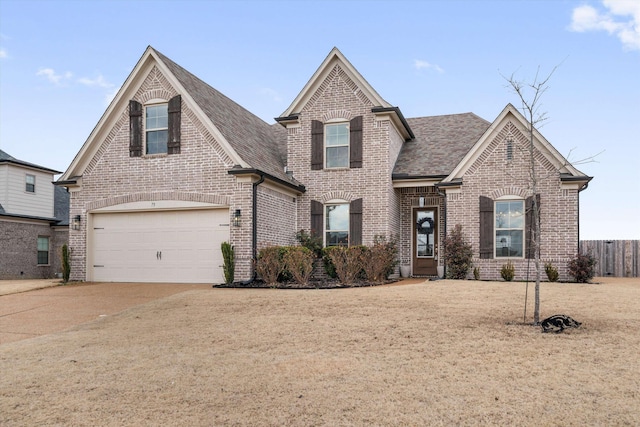 front facade with a garage