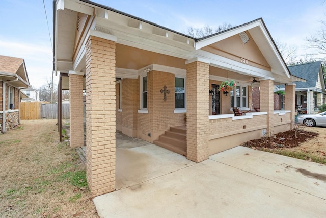 view of home's exterior with a porch