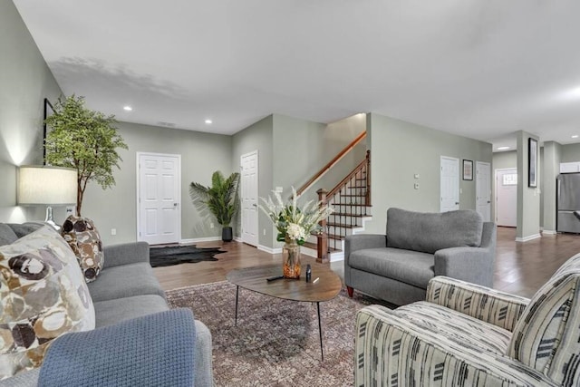 living room with hardwood / wood-style floors