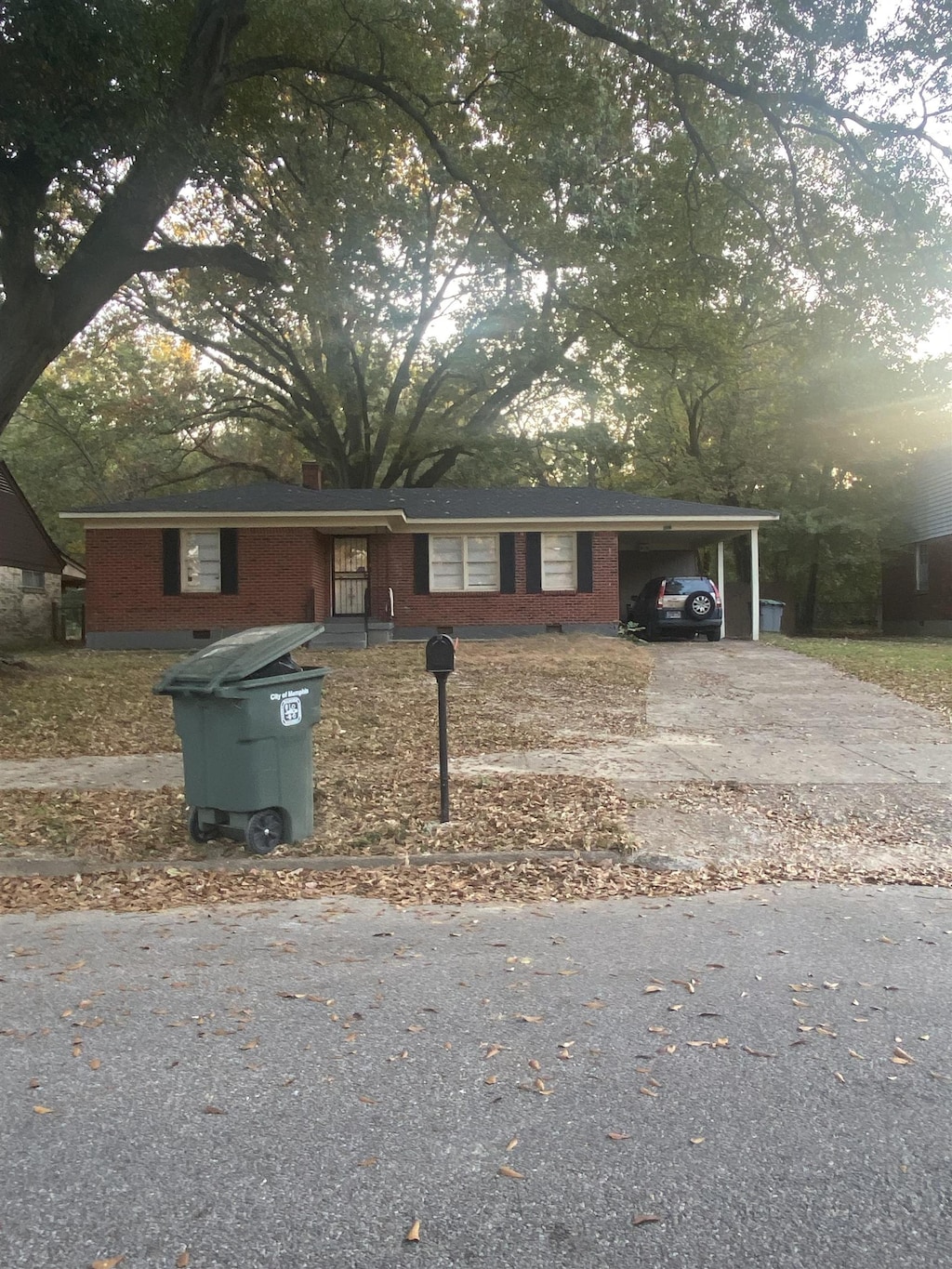 ranch-style home featuring a carport