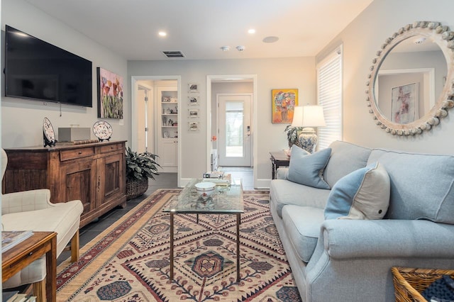 view of tiled living room