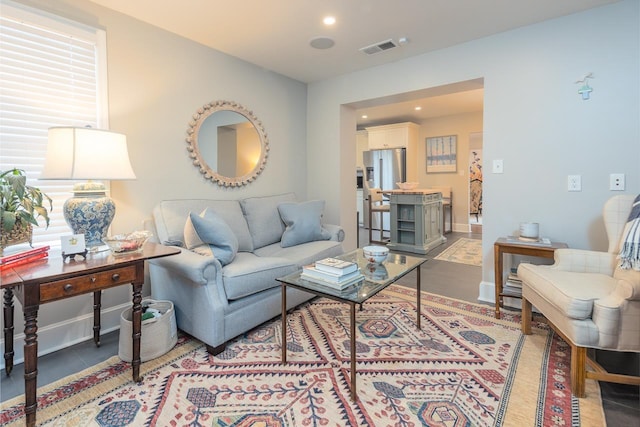 view of tiled living room