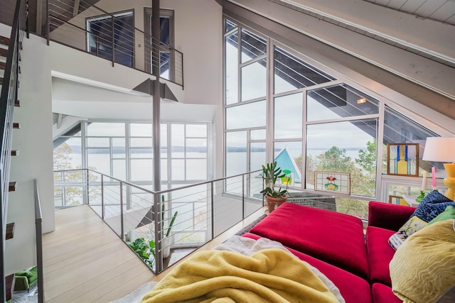 living room with hardwood / wood-style floors