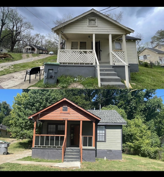 bungalow featuring covered porch