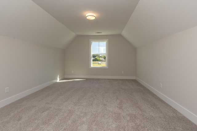 additional living space featuring carpet and vaulted ceiling