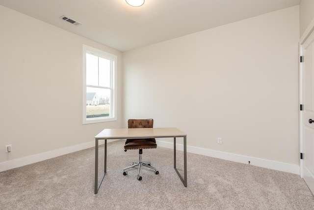 office space featuring light colored carpet