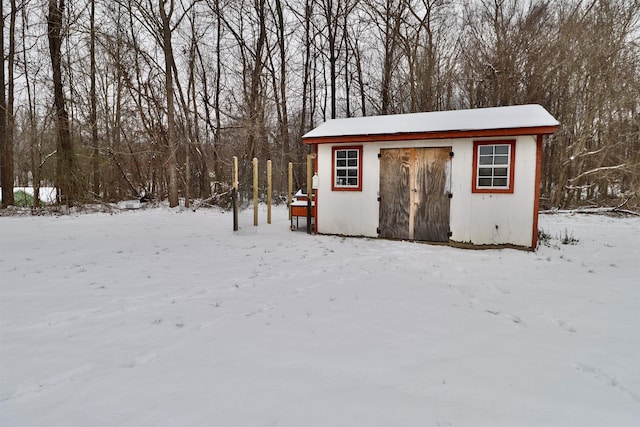 view of snow covered structure