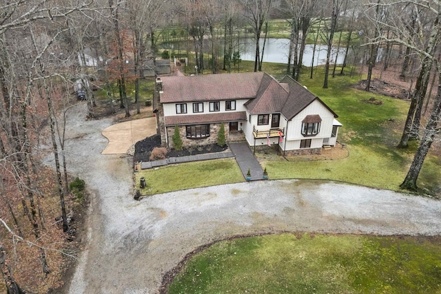 bird's eye view featuring a water view