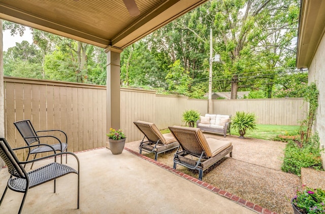 view of patio featuring a fenced backyard