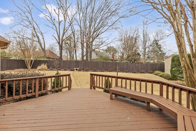 deck featuring a fenced backyard