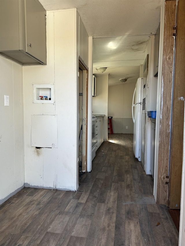 hallway with dark wood finished floors