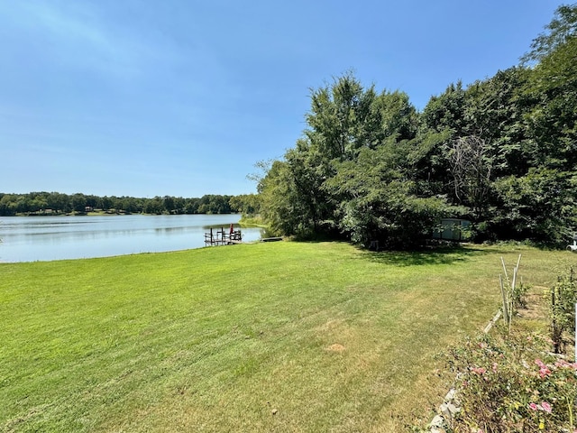 view of yard featuring a water view