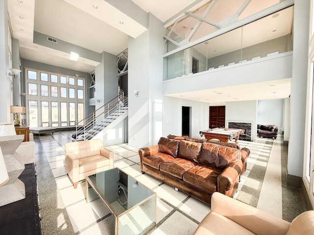 building lobby featuring stairs and visible vents