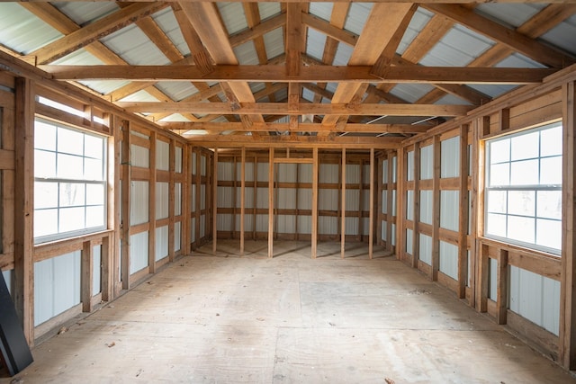 misc room with lofted ceiling
