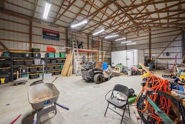 garage featuring metal wall