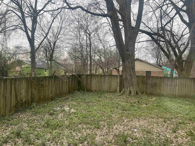 view of yard with a fenced backyard