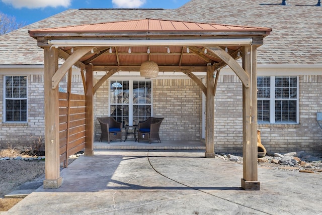 view of patio featuring a gazebo