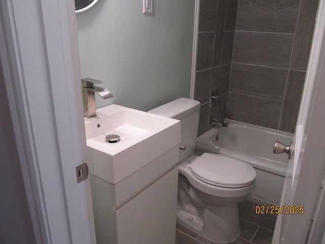 full bathroom with toilet, shower / washtub combination, and vanity