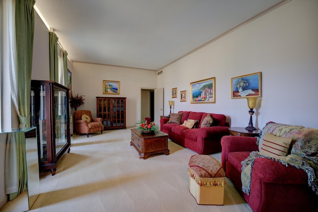 living room with light carpet