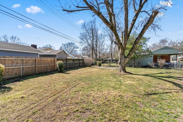 view of yard featuring a fenced backyard