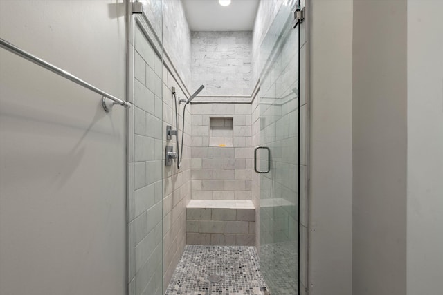 bathroom with a stall shower