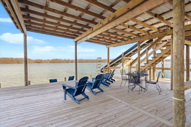 dock area with a water view