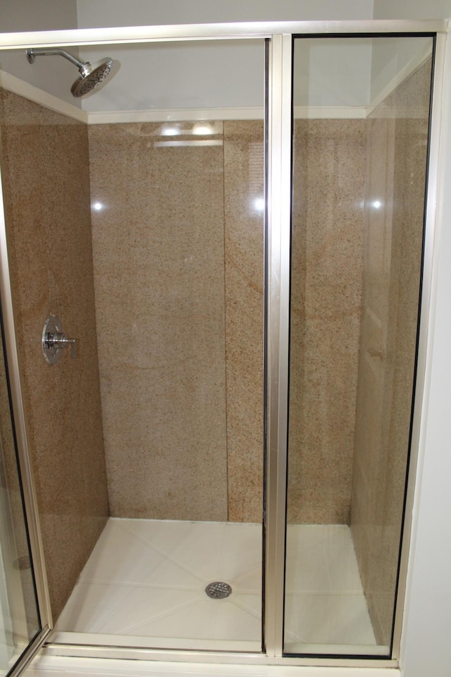 full bath with a shower stall