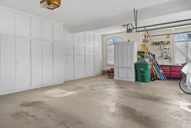 garage with a garage door opener